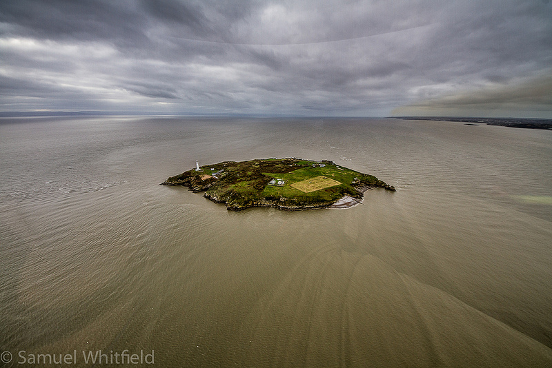 Arial shot of Flat Holm Island